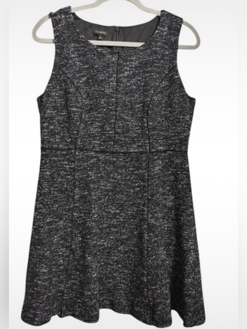 Talbots Black and White Tweed Fit and Flare Sleeveless Dress